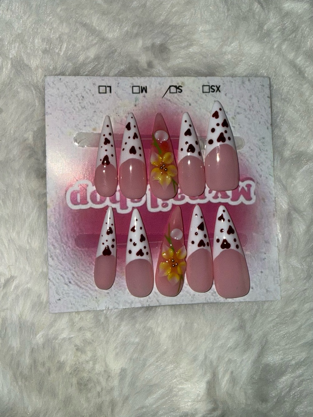 Pink Stiletto Press-On Nail Set (Size Small)